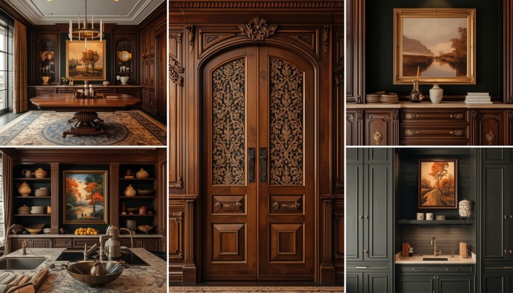 Creative luxury kitchen spots showing different ways to display wall art.