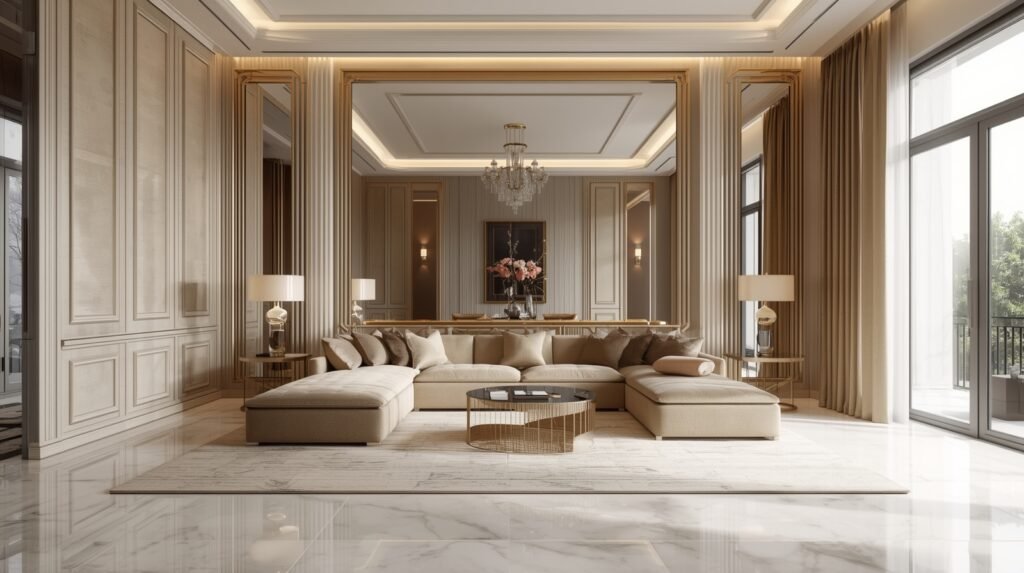 Extra large wall mirrors for living room enhancing space, light, and emotional comfort