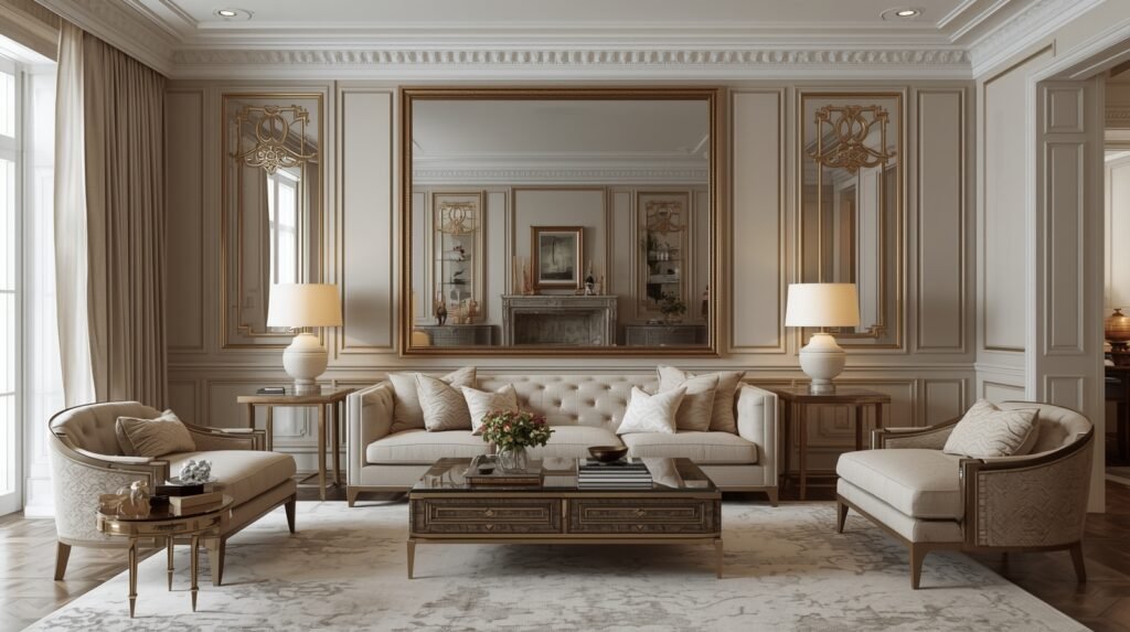 Extra large wall mirrors for living room offering timeless luxury and lasting design value