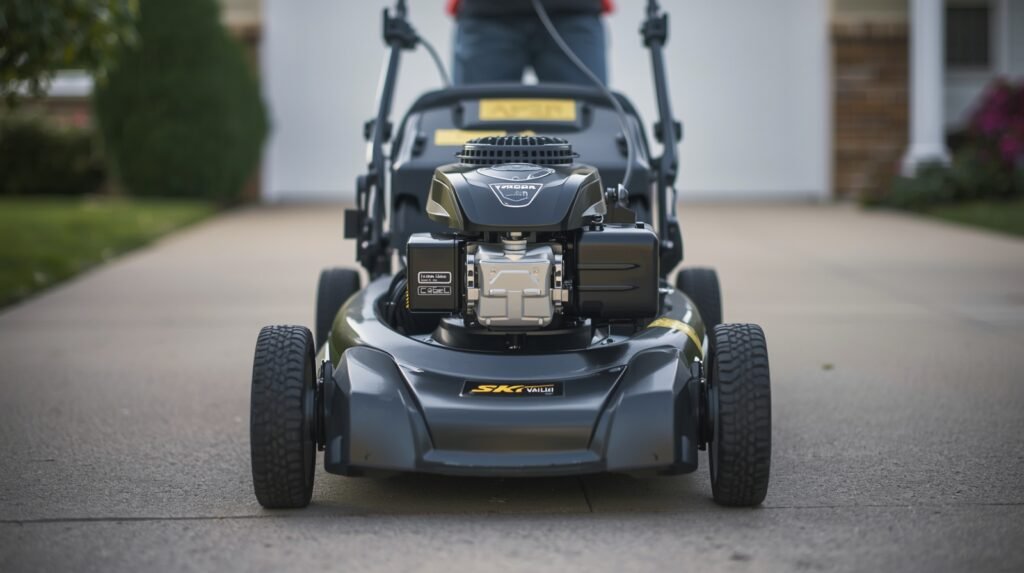 Lawn mower running briefly after fuel treatment to circulate stabilized gasoline