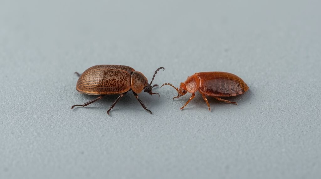 carpet beetles bugs that look like bed bugs shown side by side for comparison