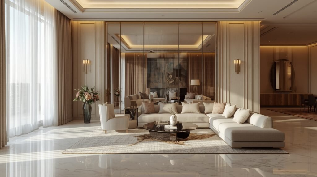 Extra large wall mirrors for living room reflecting natural light beautifully