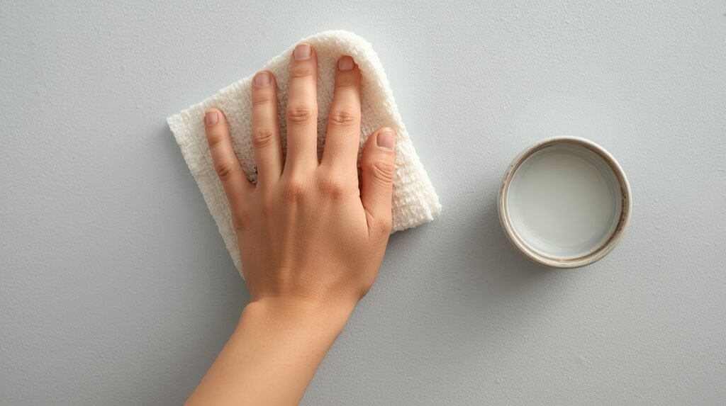 Using a soft cloth and mild cleaning solution to gently remove marker stains from a painted wall.